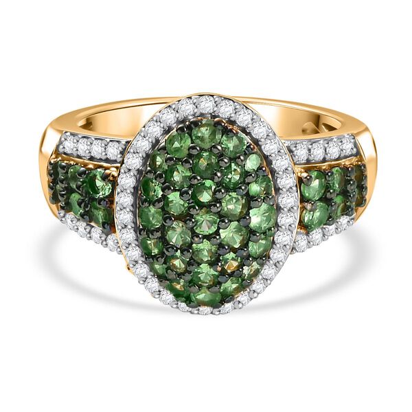 Tsavorite Granat und Zirkon Ring - 1,46 ct.