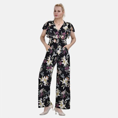 Jumpsuit mit gesmokter Taille und Flatterärmel, 70's