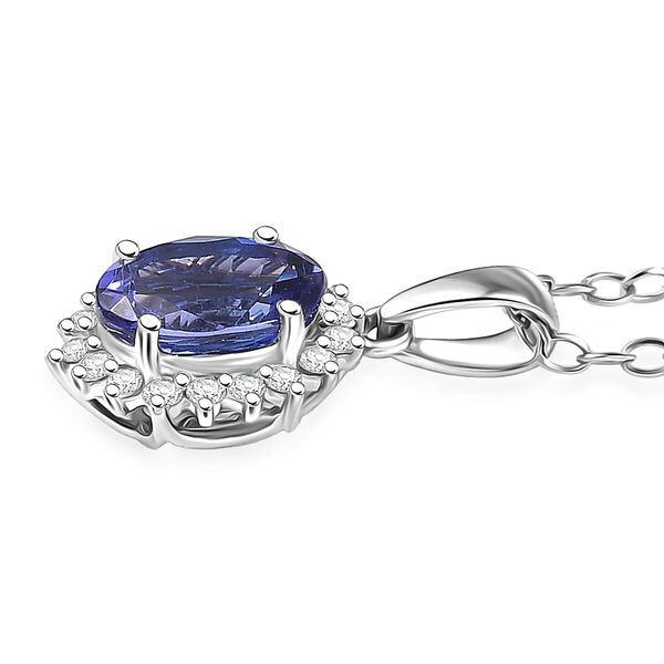 RHAPSODY zertifizierter und gepr&uuml;fter AAAA Tansanit und VS-EF Diamant Anh&auml;nger mit 50cm Kette in 950 Platin - 1,69 ct. image number 3