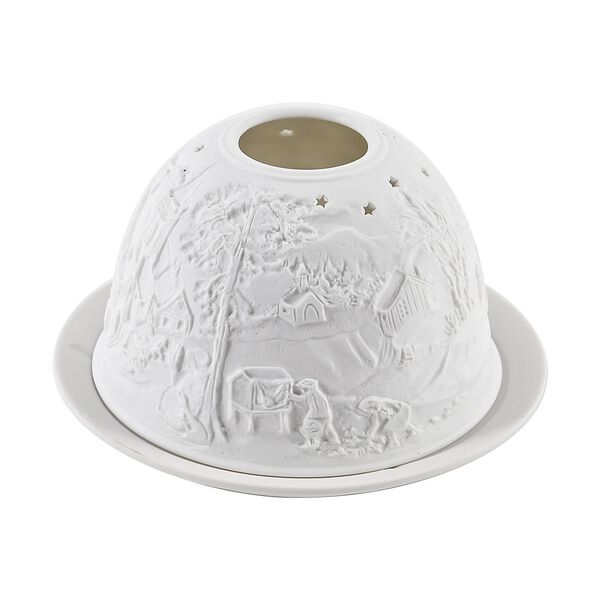 Weihnachts-Windlicht, unglasiertes, wei&szlig;es Porzellan mit LED, 10 cm, wei&szlig;e Weihnachten image number 5