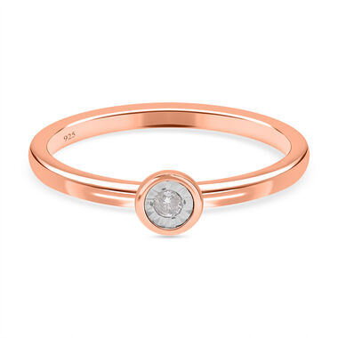 I2 Diamant Solitär Ring in Silber mit Roségold Vermeil