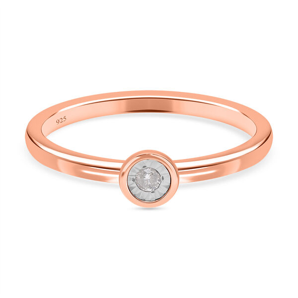 I2 Diamant Solitär Ring in Silber mit Roségold Vermeil image number 0