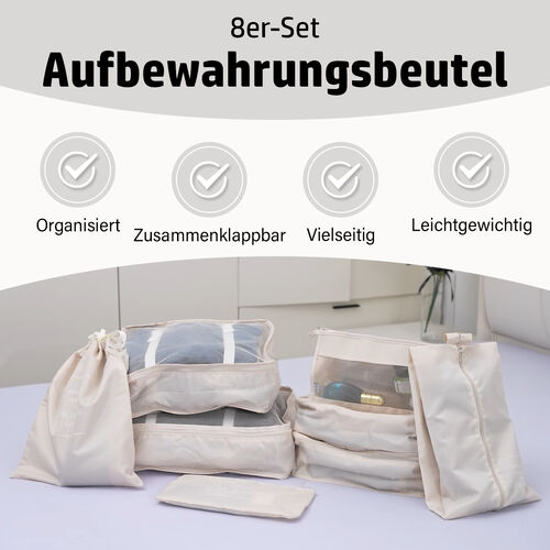 Set aus 8 Aufbewahrungsbeuteln, weiß image number 1