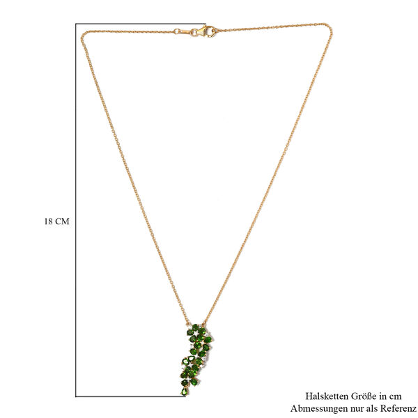 Nat&uuml;rliche Chromdiopsid und florale Zirkon-Halskette in Silber image number 6