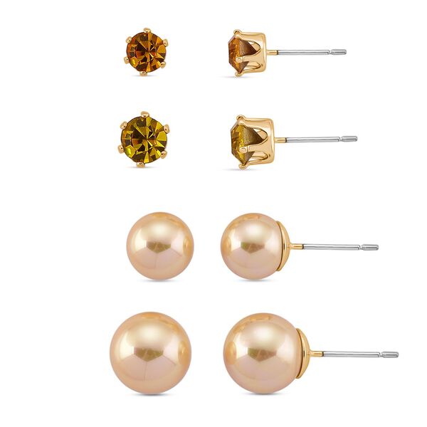 Gelbe Muschelkernperle (8-12 mm), Gelber Kristall Schmuckset 316L Edelstahl, Nickelfreies Messing image number 8