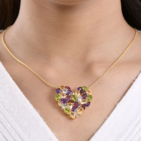 GP - Nat&uuml;rlicher Rhodolith Granat Halskette ca. 45 cm 925 Silber 750 Gelbgold Vermeil ca. 16,56 ct. image number 1