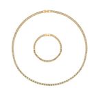 2er Set - Weißer Kristall Halskette und Armband, goldfarben