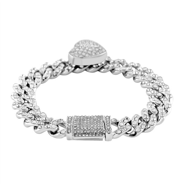 Wei&szlig;er Kristall Armband, Herz-Motiv, ca. 19 cm image number 4