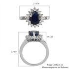 Masoala Saphir und Zirkon Halo Ring, 925 Silber platiniert, 3,11 ct. image number 6