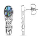 Abalone Muschel, Wei&szlig;er Kristall Ohrringe, Silbefarben