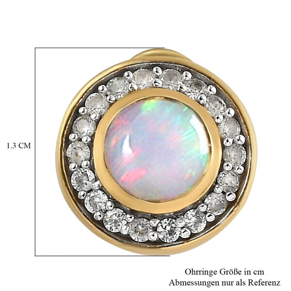 Nat&uuml;rliche, &auml;thiopische Opal und Zirkon-Halo-Ohrstecker in Silber image number 6