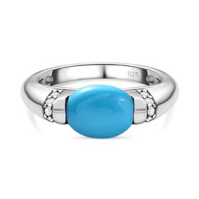 AA amerikanischer natürlicher Sleeping Beauty Türkis und Zirkon-Ring - 1,53 ct.