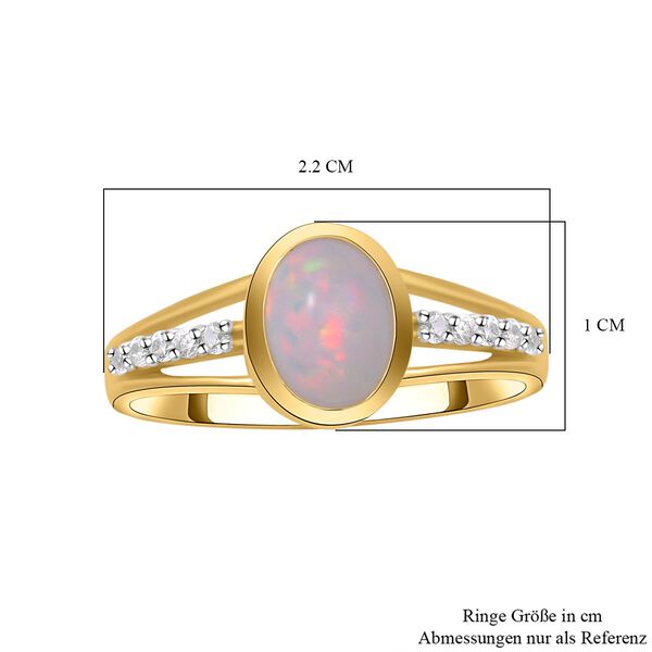 Nat&uuml;rlicher, &auml;thiopischer Opal und wei&szlig;er Zirkon-Ring, 925 Silber vergoldet  ca. 1,05 ct image number 4