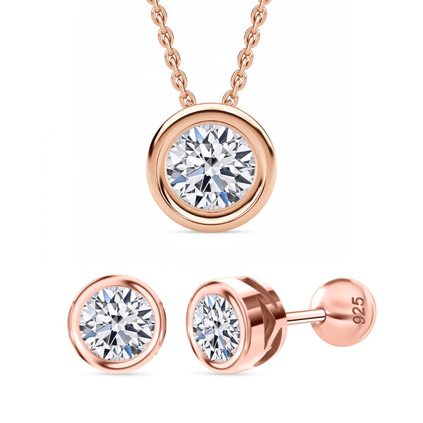 LUXURIANT SGL zertifizierte VS-EF Labor Diamant Ohrringe und Anh&auml;nger mit 50cm Kette