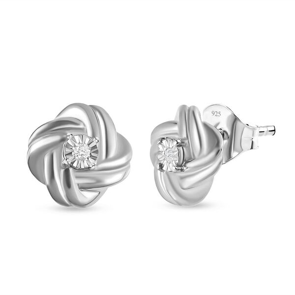 Wei&szlig;e Diamant-Ohrringe, 925 Silber platiniert image number 4