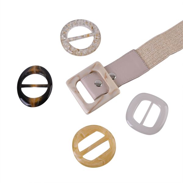 Elastischer Gürtel mit 5 Harz-Schnallen, Weiß image number 6