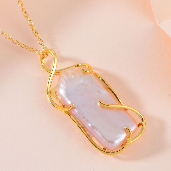 Lila Keshi Perle Anhänger mit 45cm Kette image number 2