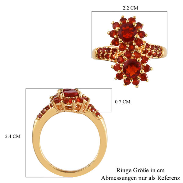 Mexikanischer Kirschfeuer-Opal Bypass Ring 925 Silber vergoldet  ca. 1,44 ct image number 7