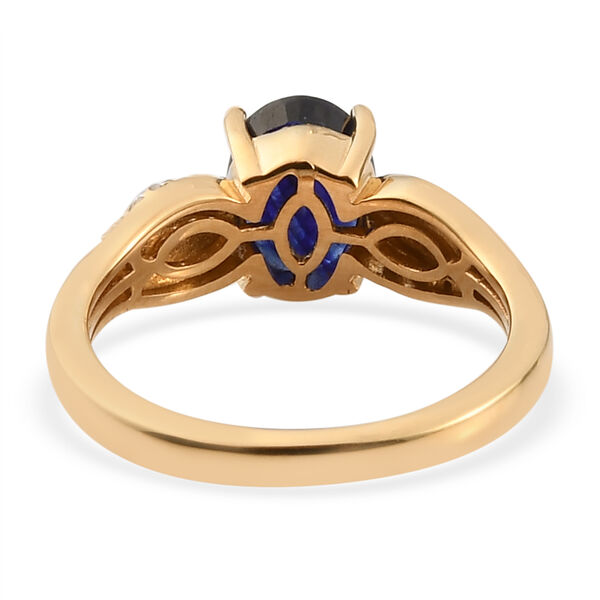 Masoala Saphir (Fissure gef&uuml;llt) und Zirkon Ring 925 Silber vergoldet image number 6