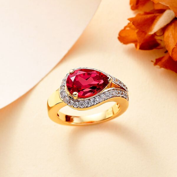 Labor Padparadscha Saphir und Zirkon Ring - 4,84 ct. image number 2