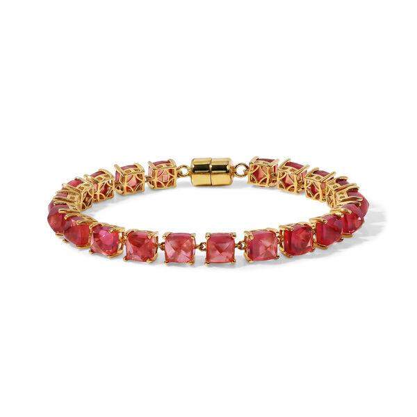 D'Joy Lab Grown Padparadscha-Saphir Armband ca. 18 cm 925 Silber 750 Gelbgold vermeil ca. 39,98 ct.