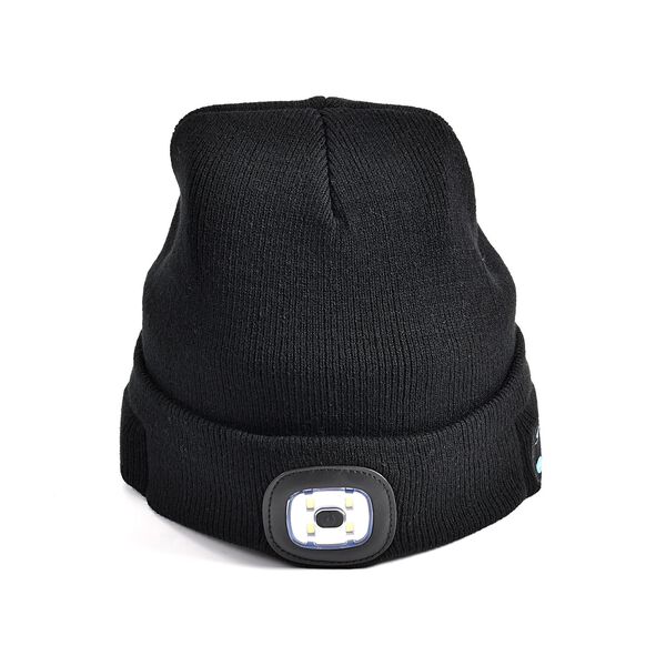 Stilvolle und vielseitige Strickmütze mit Bluetooth und eingebautem LED-Licht, 21x28cm, schwarz image number 4