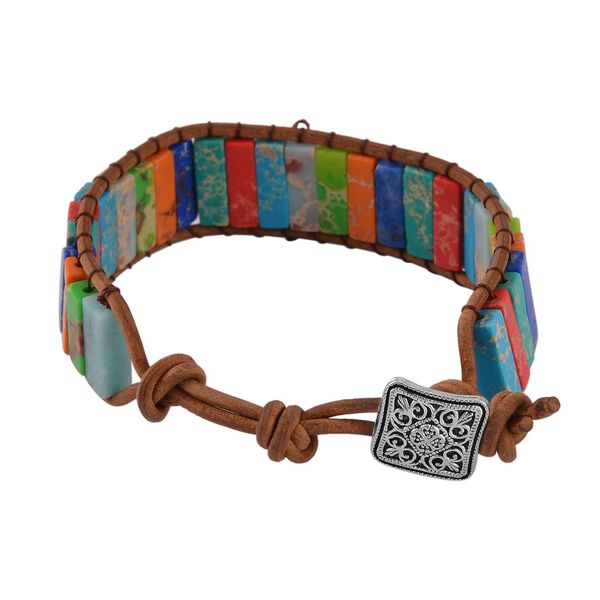 Imperial Mehrfarbiges Jaspis Armband, ca. 19 cm, Schwarz oxidiert ca. 80.00 ct image number 4