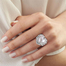D'Joy Royal Bali - Weißer Mabe Perle Herz Ring