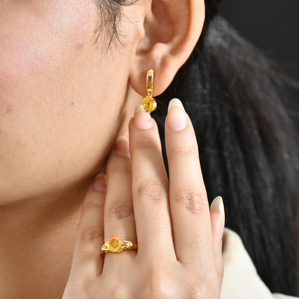 D'Joy Sphaleros Quarz, Wei&szlig;er Zirkon Schmuckset 925 Silber 750 Gelb Vergoldet (Gr&ouml;&szlig;e 17) ca. 4,62 ct. image number 3