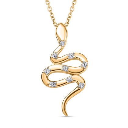 LUXURIANT DIAMOND - Lab Grown Diamant SI-GH Anh&auml;nger mit Kette, 925 Silber 750 Gelbgold Vermeil ca. 0.15 ct