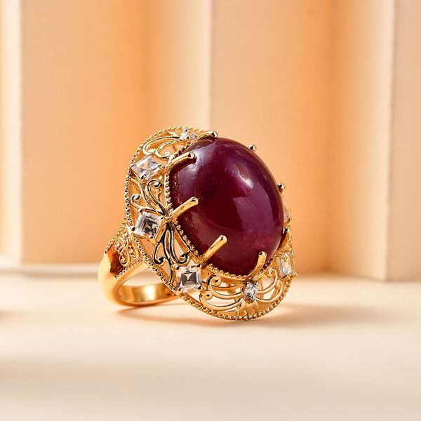 AA Afrikanischer Rubin und Zirkon-Ring - 21,43 ct. image number 9