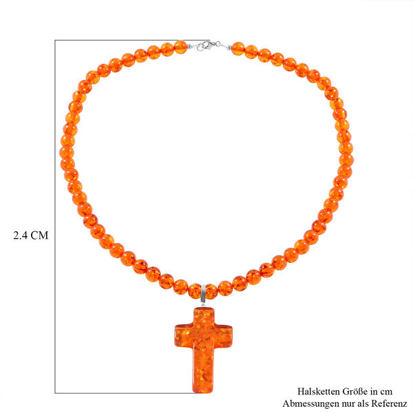 AAA Natürlicher, baltischer Bernstein Kreuz-Kette, 925 Silber ca. 140,00 ct image number 5