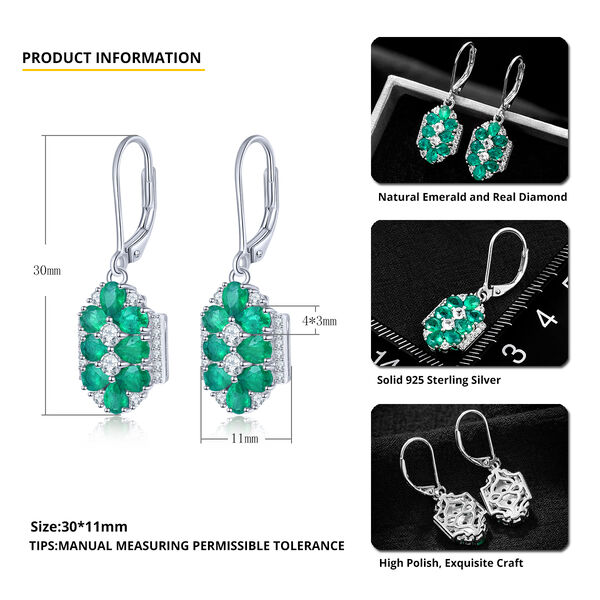 AAA Kagem sambische Smaragd und Zirkon-Ohrringe - 3,12 ct. image number 4