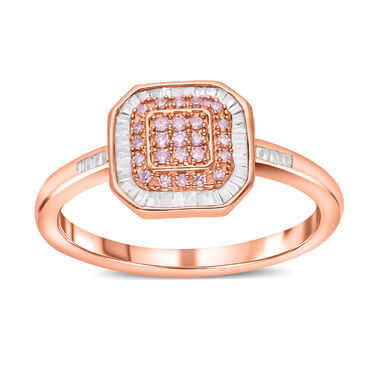 Natürlicher, rosa Diamant Ring, SGL Zertifiziert 925 Silber Roségold Vermeil (Größe 17.00) ca. 0.33 ct