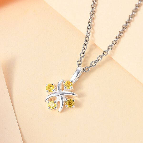 Designer Inspiriert XOXO Gelber Zirkonia Schmuckset 925 Silber und Edelstahl image number 2