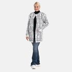 Cardigan mit abstraktem Blumenmuster und Taschen, One Size, Länge 78 cm, Grau