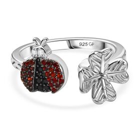 GP Trionfo Kollektion - Kanchanaburi Blauer Saphir, Schwarzer Spinell Ring 925 Silber rhodiniert (Größe 18.00) ca. 0.41 ct