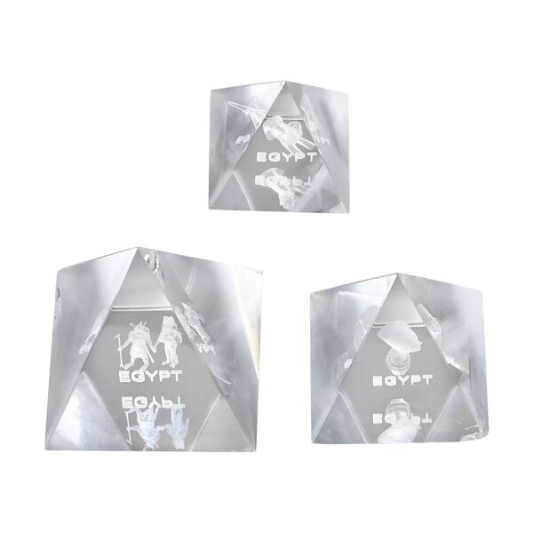 3er Set - &Auml;gyptischer Kristallglass Figuren in 3D image number 4
