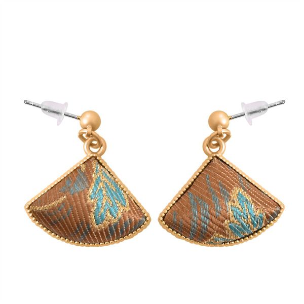  LA MAREY signature 100% silk scarf, "Silk earring  Material:silk & alloy &925 silver pin size:2.5*1.8cm color:brown" image number 9