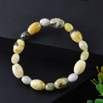 Flexibles gelbes T&uuml;rkis und Serpentin Armband - 130 ct.