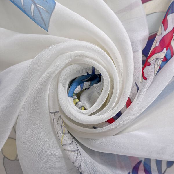 LA MAREY bedruckter Seidenschal mit Blattmuster, Wei&szlig; und gr&uuml;n image number 4