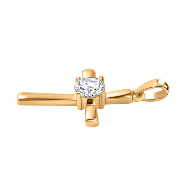 Moissanit Kreuz Anhänger, 925 Silber vergoldet - 0,76 ct. image number 4