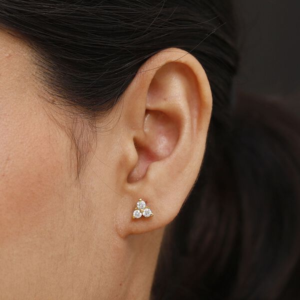 LUXURIANT SI Labor Diamant Ohrringe, 925 Silber 750 Gelbgold Vermeil - 0,50 ct. image number 3