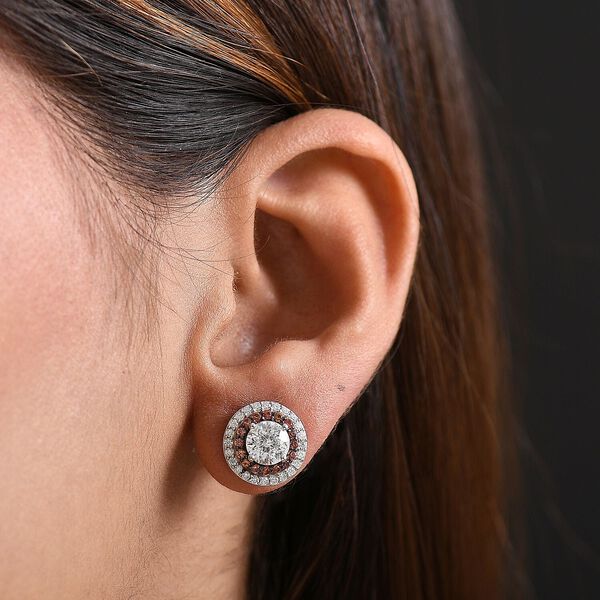 D'Joy 100 Facetten Moissanit, Roter Saphir Ohrringe 925 Silber rhodiniertca. 2.06 ct image number 2