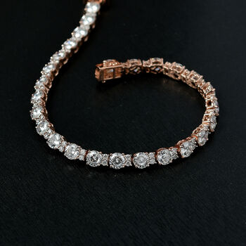 D&rsquo;Joy Moissanit Armband, 925 Silber 750 Ros&eacute;gold Vermeil