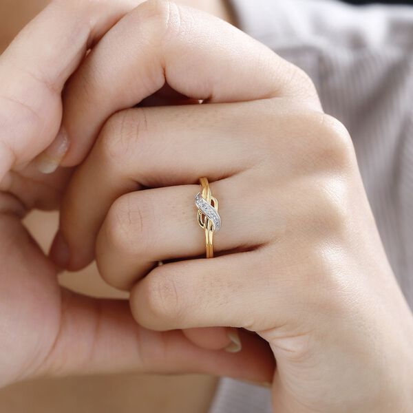 Weißer Diamant-Ring in 925 Silber mit 750 Gelbgold Vermeil image number 3