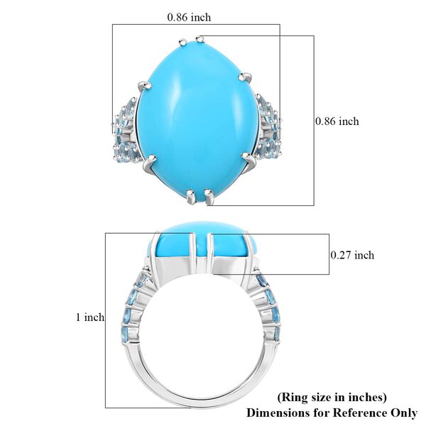 LUXORO AAA Sleeping Beauty T&uuml;rkis und Santamaria Aquamarin Ring in 417 Wei&szlig;gold - 11,55 ct. image number 5