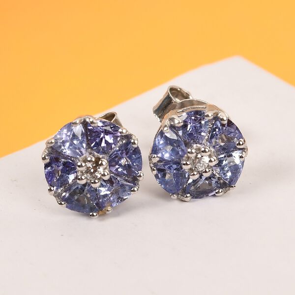 Tansanit Und Zirkon Ohrstecker 925 Silber platiniert ca. 1,27 ct image number 2