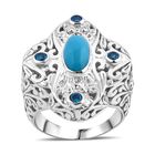 Royal Bali - AA Sleeping Beauty Türkis, Neon Apatit Ring 925 Silber (Größe 19.00) ca. 2.50 ct