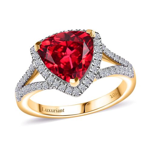 LUXURIANT DIAMOND- zertifiziert und geprüft AAA Labor Padparadscha Saphir und Labor Diamant Ring in 417 Gold - 4 ct. image number 0